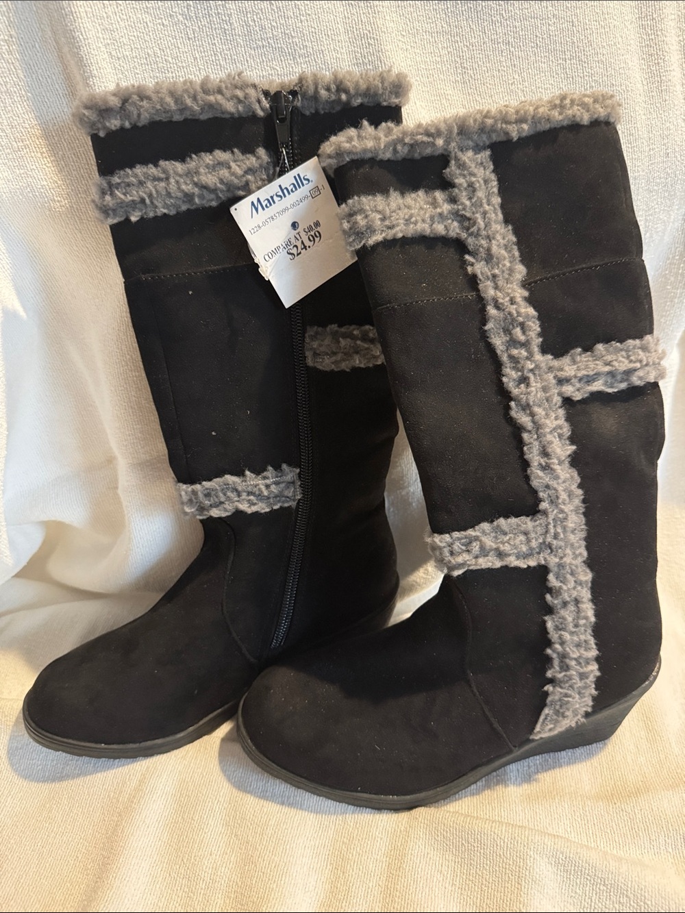 Unlisted Kenneth Cole Black Faux-Suede Mid-Calf Boots - Girls Size 2